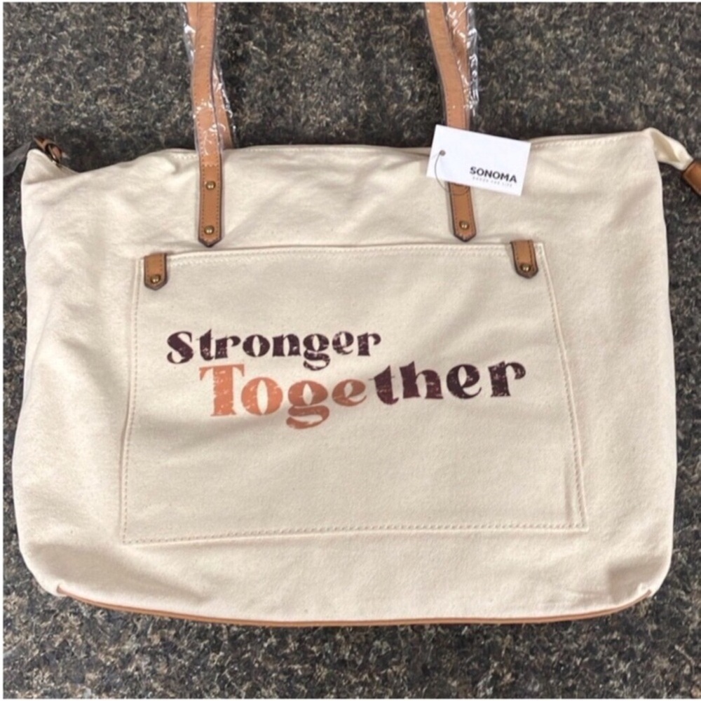 Sonoma large canvas tote new stronger together